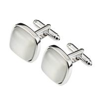 Cufflinks, Brass, with Cats Eye, Square, silver color plated, fashion jewelry & for man, 17x17mm, 5Pairs/Lot, Sold By Lot