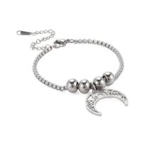 Stainless Steel Jewelry Bracelet 304 Stainless Steel with 1.96inch extender chain Moon for woman & hollow original color Length Approx 6.7 Inch Sold By PC