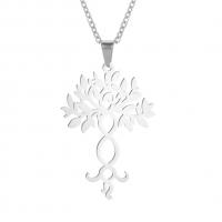 Stainless Steel Jewelry Necklace, 304 Stainless Steel, with 1.96inch extender chain, Flower, Unisex & hollow, original color, 25.60x37mm, Length:Approx 17.7 Inch, Sold By PC
