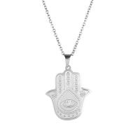 Stainless Steel Jewelry Necklace 304 Stainless Steel Hamsa Unisex original color Length Approx 20.4 Inch Sold By PC