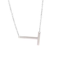 Stainless Steel Jewelry Necklace 304 Stainless Steel Alphabet Letter Unisex original color Length Approx 21.2-22 Inch Sold By PC
