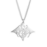 Stainless Steel Jewelry Necklace, 304 Stainless Steel, with 1.96inch extender chain, Dragon, for woman & hollow, original color, 39x30mm, Length:Approx 17.7 Inch, Sold By PC