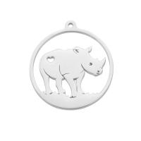 Stainless Steel Animal Pendants, 304 Stainless Steel, Rhinoceros, Vacuum Ion Plating, DIY & hollow, more colors for choice, 27.70x25.30mm, Sold By PC