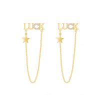 Cubic Zirconia Micro Pave Brass Earring, Alphabet Letter, gold color plated, micro pave cubic zirconia & for woman, 60.50mm, Sold By Pair