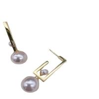 Brass Drop Earring with Plastic Pearl gold color plated for woman Sold By Pair