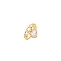 Cubic Zircon Brass δάχτυλο του δακτυλίου, Ορείχαλκος, Καρδιά, χρώμα επίχρυσο, μικρο ανοίξει κυβικά ζιρκονία & για τη γυναίκα, 16.50mm, Sold Με PC