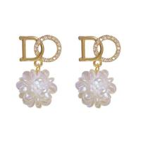 Cubic Zirconia Micro Pave Brass Earring with Resin gold color plated micro pave cubic zirconia & for woman Sold By Pair
