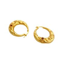 Brass Hoop Earring 18K gold plated fashion jewelry & for woman & with rhinestone nickel lead & cadmium free Sold By Pair