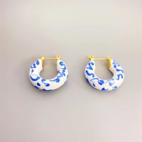 Brass Hoop Earring 18K gold plated fashion jewelry & for woman & enamel nickel lead & cadmium free Sold By Pair
