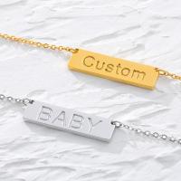 304 Stainless Steel Necklace with 1.97inch extender chain Vacuum Ion Plating Each custom text must be less than 10 letters   fashion jewelry   Unisex Length Approx 17.72 Inch Sold By PC