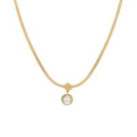 Plastik-Perlenkette, Zinklegierung, mit ABS-Kunststoff-Perlen, hochwertige plattiert und nie verblassen, Modeschmuck & für Frau, goldfarben, 12mm, Länge:35.6 cm, verkauft von PC