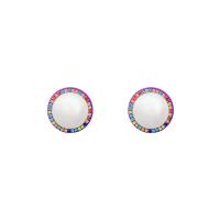 Akryl smykker ørering, med ABS plastik perle, mode smykker & Micro Pave cubic zirconia & for kvinde, flere farver til valg, 22x22mm, Solgt af par