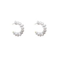 Oorbellen, Zinc Alloy, met Shell Pearl, hoge kwaliteit verguld en nooit vervagen, mode sieraden & voor vrouw, wit, 32x8mm, Verkocht door pair
