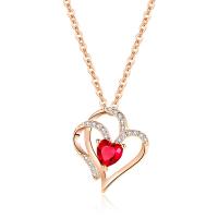 Cubic Zirconia Micro Pave 925 Sterling Silver Pendant, Heart, real gold plated, fashion jewelry & micro pave cubic zirconia & for woman, two different colored, 16.30x14.50mm, Sold By PC