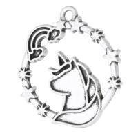 Tibetan Style Animal Pendants, Unicorn, antique silver color plated, Unisex & hollow, silver color, nickel, lead & cadmium free, 23x24.50x2mm, Hole:Approx 2mm, Sold By KG