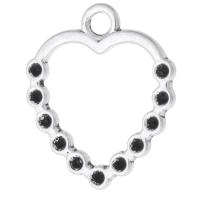 Tibetan Style Pendant Rhinestone Setting, Heart, antique silver color plated, DIY & hollow, silver color, nickel, lead & cadmium free, 16x18.50x1.50mm, Hole:Approx 2mm, Sold By KG