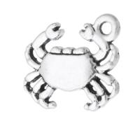 Tibetan Style Pendants, Crab, antique silver color plated, Unisex, silver color, nickel, lead & cadmium free, 16x15x3mm, Hole:Approx 2mm, Sold By KG