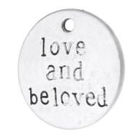 Zinc Alloy Message Pendants Flat Round antique silver color plated Unisex silver color nickel lead & cadmium free Approx 2mm Sold By KG