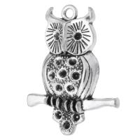 Tibetan Style Pendant Rhinestone Setting, Owl, antique silver color plated, DIY, silver color, nickel, lead & cadmium free, 31x40x5mm, Hole:Approx 2.5mm, Sold By KG