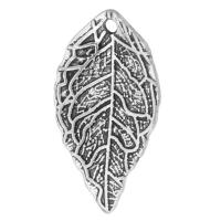 Cink ötvözet Leaf Medálok, Levél növényen, antik ezüst színű bevonattal, egynemű, ezüst, nikkel, ólom és kadmium mentes, 24.50x26x2mm, Lyuk:Kb 1.5mm, Által értékesített KG