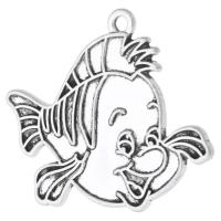 Tibetan Style Animal Pendants, Fish, antique silver color plated, Unisex, silver color, nickel, lead & cadmium free, 32x28x1.50mm, Hole:Approx 2mm, Sold By KG