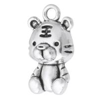Tibetan Style Animal Pendants, Tiger, antique silver color plated, Unisex, silver color, nickel, lead & cadmium free, 10x17.50x5mm, Hole:Approx 2mm, Sold By KG