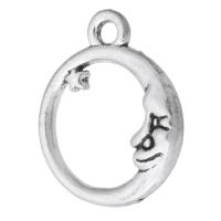 Tibetan Style Pendants, Moon and Star, antique silver color plated, Unisex & hollow, silver color, nickel, lead & cadmium free, 16x19.50x3mm, Hole:Approx 2mm, Sold By KG