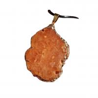 Ice Quartz Agate Pendant with Brass irregular gold color plated fashion jewelry 30-50mm Sold By PC