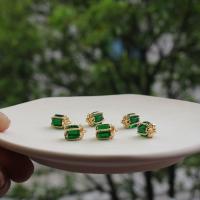 Cubic Zirconia Brass Pendants with Cubic Zirconia gold color plated DIY green nickel lead & cadmium free 13mm Sold By PC