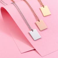 Stainless Steel Jewelry Necklace, 304 Stainless Steel, Rectangle, Vacuum Ion Plating, fashion jewelry & Unisex, more colors for choice, 1.5mm,15*22mm, Sold Per Approx 17.72 Inch Strand
