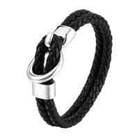 PU Leder Armband, mit 304 Edelstahl, Modeschmuck & für den Menschen, schwarz, Länge:21 cm, verkauft von PC