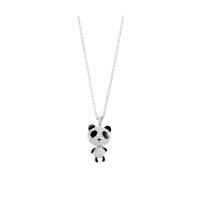 304 Stainless Steel Necklace, with 8cm extender chain, Panda, silver color plated, fashion jewelry & enamel & with rhinestone, silver color, 39x29x12mm, Length:55 cm, Sold By PC