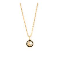 304 Stainless Steel Necklace, gold color plated, fashion jewelry & different styles for choice & micro pave cubic zirconia & enamel, more colors for choice, 14x2mm, Length:45 cm, Sold By PC