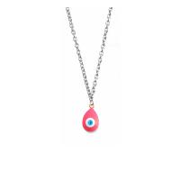 304 Stainless Steel Necklace, with Brass, with 8cm extender chain, Teardrop, plated, fashion jewelry & for woman & enamel, more colors for choice, 19x11x7mm, Length:55 cm, Sold By PC