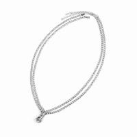 Titanium Steel Necklace with Zinc Alloy with 8cm extender chain Hand silver color plated fashion jewelry & for couple Length 60 cm Sold By Pair