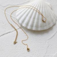 Stainless Steel Jewelry Necklace 316L Stainless Steel with White Shell with 5cm extender chain Rhombus gold color plated fashion jewelry & for woman golden Length 41 cm Sold By PC