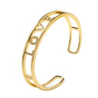 Brass Cuff Bangle, gold color plated, micro pave cubic zirconia & for woman & hollow, gold, 58mm, Sold By PC