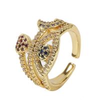Cúbicos Circonia Micro Pave anillo de latón, metal, chapado en color dorado, Ajustable & micro arcilla de zirconia cúbica & para mujer, 18mm, Vendido por UD