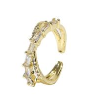 Cubic Zirconia Micro Pave Brass Ring, gold color plated, Adjustable & micro pave cubic zirconia & for woman & hollow, gold, 17mm, Sold By PC