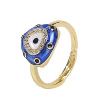 Cubic Zirconia Micro Pave Brass Ring, gold color plated, Adjustable & micro pave cubic zirconia & for woman & enamel, more colors for choice, 18x3mm, Sold By PC