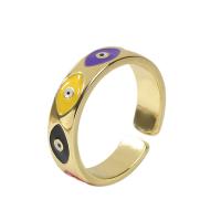 Латунь Манжеты палец кольцо, плакирован золотом, Регулируемый & Женский & эмаль, разноцветный, 18mm, продается PC