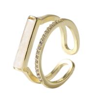Cúbicos Circonia Micro Pave anillo de latón, metal, chapado en color dorado, Ajustable & micro arcilla de zirconia cúbica & para mujer, dorado, 17mm, Vendido por UD