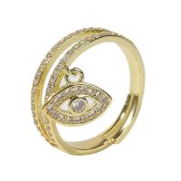 Krychlový Circonia Micro vydláždit mosazný prsten, Mosaz, vysoce kvalitní zlaté barvy á, Nastavitelný & micro vydláždit kubické zirkony & pro ženy & dutý, zlato, 18mm, Prodáno By PC