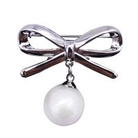 Scarf Buckle Zinc Alloy with Plastic Pearl Bowknot plated for woman & with rhinestone & hollow nickel lead & cadmium free Sold By Lot