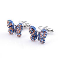 Cufflinks, Brass, Butterfly, plated, Unisex & enamel, nickel, lead & cadmium free, 20x16mm, 10Pairs/Lot, Sold By Lot