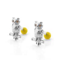 Cufflinks Brass with Crystal Owl silver color plated fashion jewelry & Unisex & with rhinestone nickel lead & cadmium free Sold By Lot