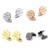 Cufflinks Brass Round plated with letter pattern & for man nickel lead & cadmium free 20mm Sold By Lot
