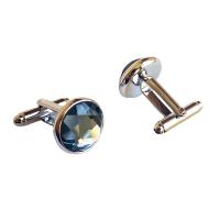 Cufflinks, Brass, with Crystal, Round, plated, Unisex & faceted, more colors for choice, 15mm, 10Pairs/Lot, Sold By Lot
