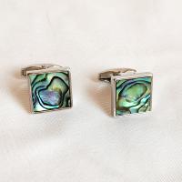 Cufflinks Brass with Shell Geometrical Pattern plated Unisex 16mm Sold By Lot