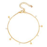 Zinc Alloy Anklet with 1.9inch extender chain Star plated for woman & with rhinestone nickel lead & cadmium free Length Approx 8.26 Inch Sold By PC